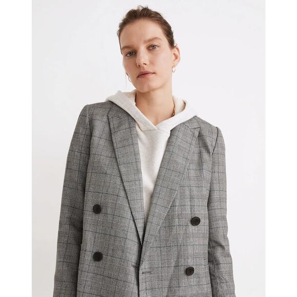Madewell Caldwell Double Breasted Blazer Peaked Lapel Edition Suiting Glen Plaid - Picture 2 of 9